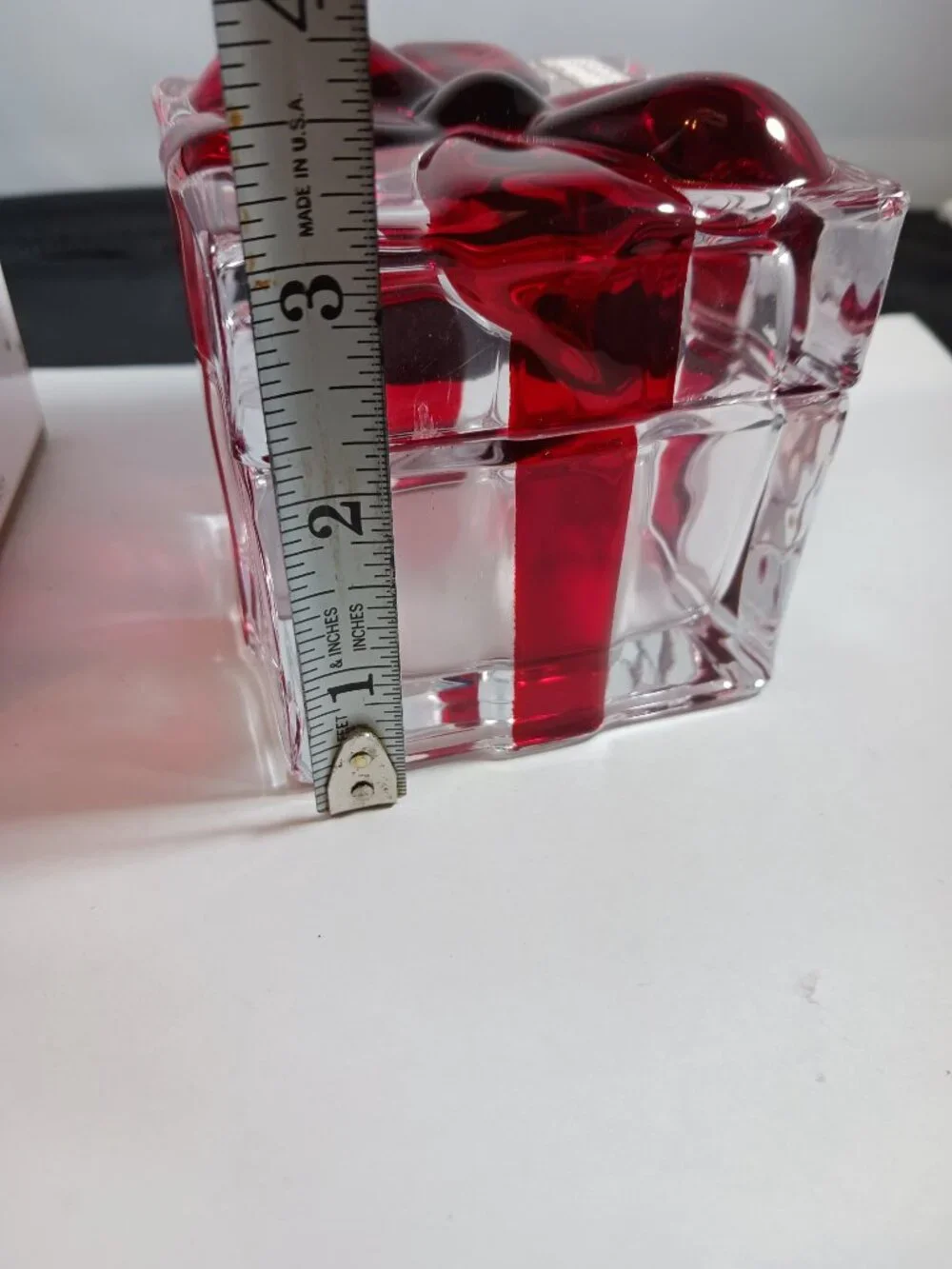 Godinger Gatherings Shannon Crystal Clear Red Bow Gift Box Jewelry Trinket Candy